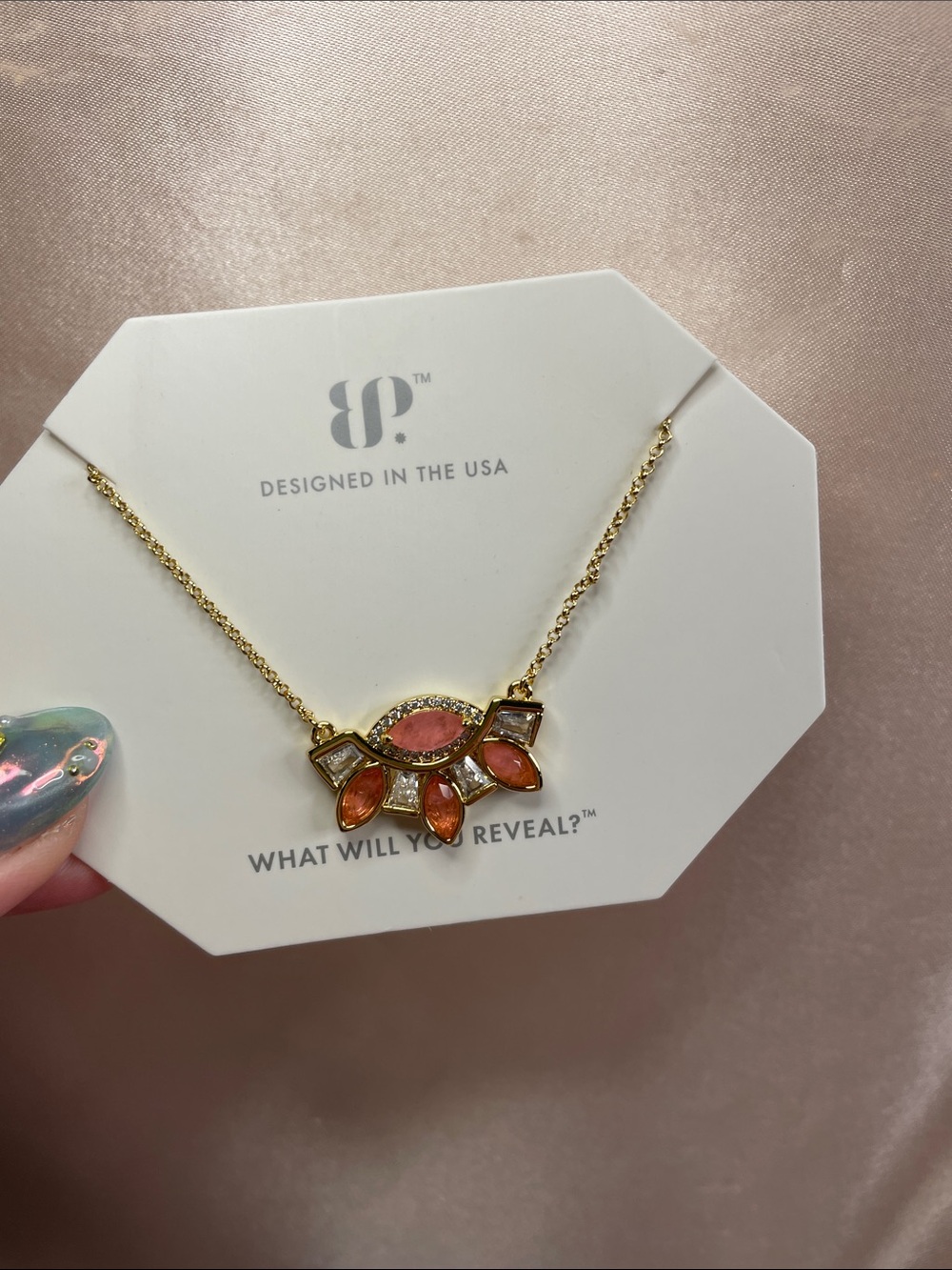 Bomb Party "The Start of Wonderful" Rose Quartz on Gold $120 MSRP